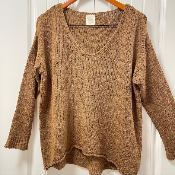 Oak + Fort (Loft 82) Oversized Wool Knit Sweater in Golden Brown - Picture 2 of 15